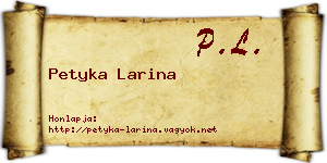 Petyka Larina névjegykártya